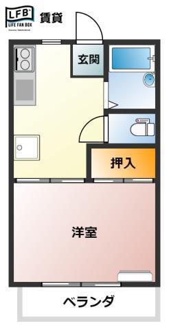 ハイツ足立(1K/2階)の間取り写真