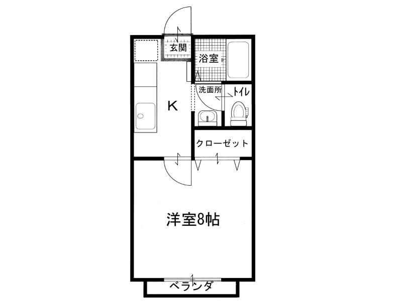 笠田ハイツ1号地(1K/2階)の間取り写真