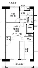 グリーンヒルズ鷹取4号棟(2LDK/3階)の間取り写真