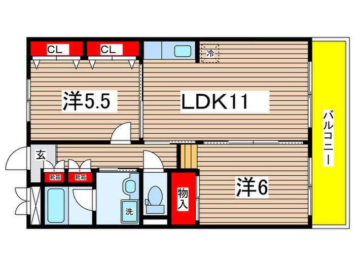 ルブニール(2LDK/1階)の間取り写真