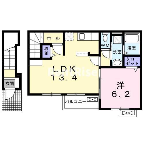 プロミネンス(1LDK/2階)の間取り写真