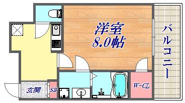 ララプレイス三宮ルミナージュ(1K/8階)の間取り写真