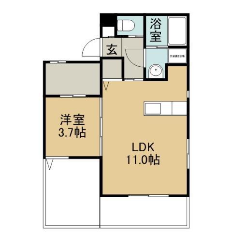 ミーティア(1LDK/4階)の間取り写真