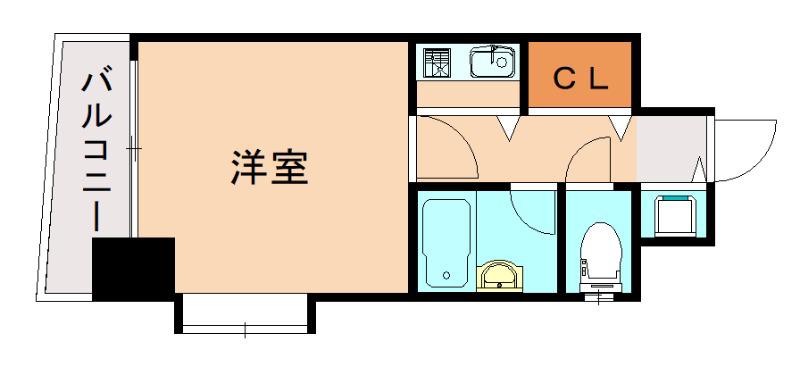 ドミ・エスポワール箱崎VI(1K/9階)の間取り写真
