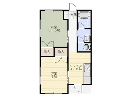 ペアハイツ(2DK/2階)の間取り写真