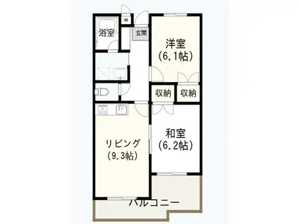 グロウブ西本町(2DK/3階)の間取り写真