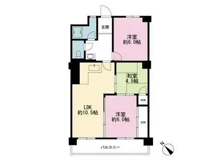 平戸グリーンハイツ(3LDK/4階)の間取り写真