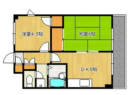 第14サンライズイトウ(2DK/1階)の間取り写真