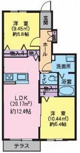 プロヌーブ南小泉(2LDK/1階)の間取り写真