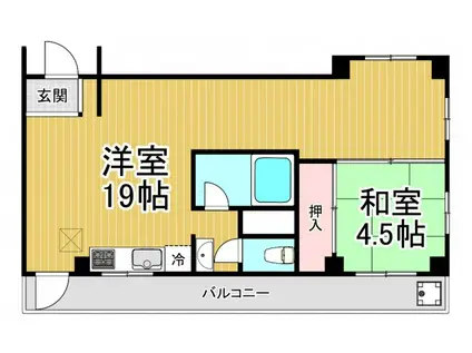 夙川カームマンション(1LDK/6階)の間取り写真