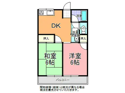 エスポワール(2DK/2階)の間取り写真