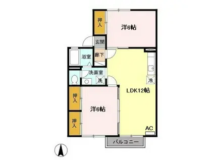 コンフォール・サツキ(2LDK/2階)の間取り写真