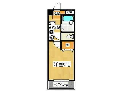 エクセル貴多川第6(1K/1階)の間取り写真