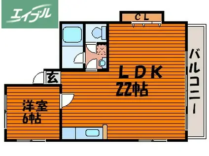 ファーレンハイトV(1LDK/2階)の間取り写真