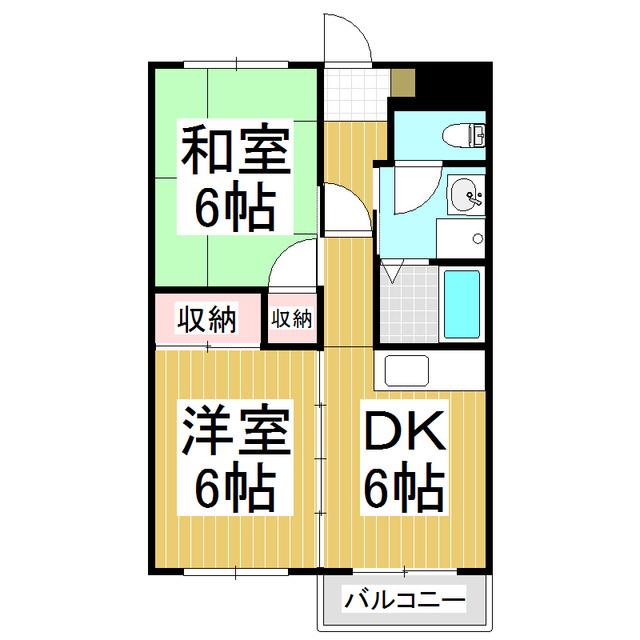 ウエストハイツ(2DK/2階)の間取り写真