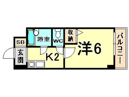ローズコーポ阪神尼崎(1K/6階)の間取り写真