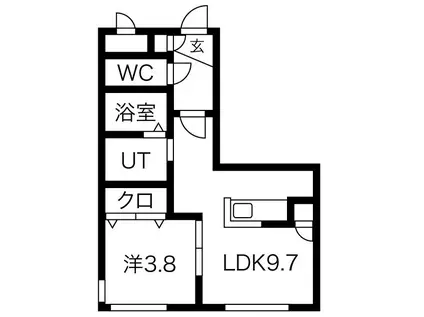 HALENIX札幌医大前(1LDK/1階)の間取り写真