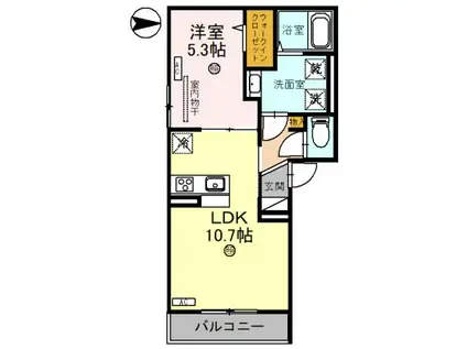 D-ROOM平野IV(1LDK/3階)の間取り写真