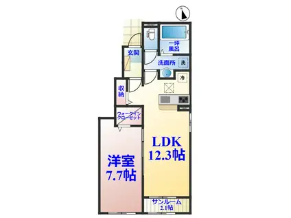 レジデンス・K(1LDK/1階)の間取り写真