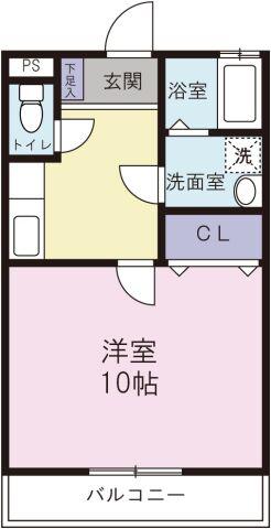 ファミール西町(1DK/3階)の間取り写真