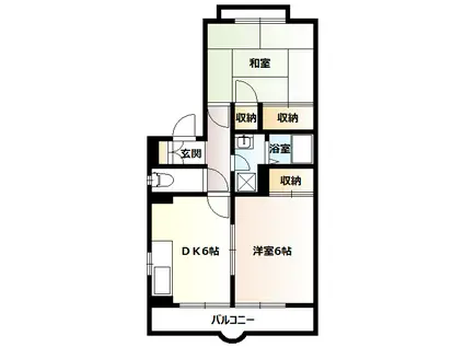 ドミクレイン(2DK/2階)の間取り写真