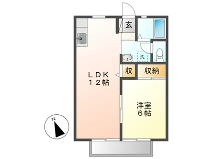 パナハイツ総社M(1LDK/2階)の間取り写真