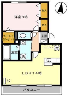 Rルミエール(1LDK/2階)の間取り写真