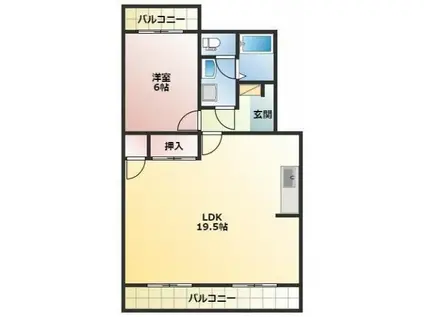 レジデンス曳馬(1LDK/3階)の間取り写真