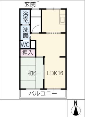 リバーサイド政和(1LDK/1階)の間取り写真