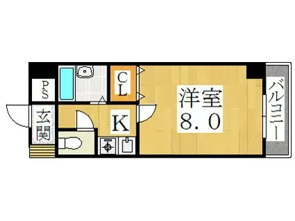 カーサM・K(1K/4階)の間取り写真