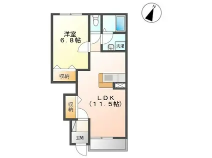 AQUASIDE VILLA(1LDK/1階)の間取り写真