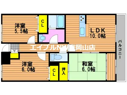 カウル湊(3LDK/3階)の間取り写真