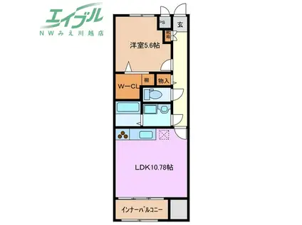 ヴァンクール(1LDK/2階)の間取り写真