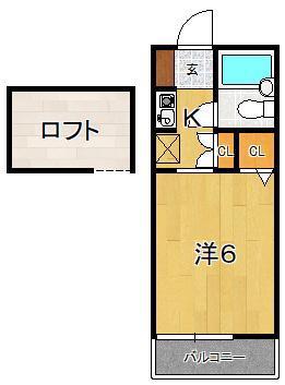 ハイツラビット(1K/2階)の間取り写真