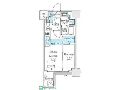 リビオメゾン新大橋(1DK/1階)の間取り写真