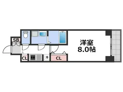 ウィルテラスなんば南(1K/4階)の間取り写真
