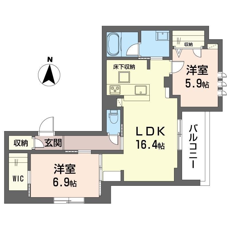 プルミエール境南町(2LDK/1階)の間取り写真
