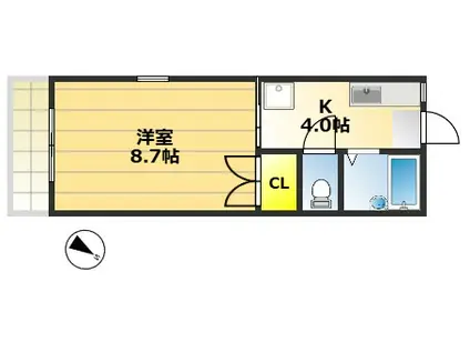 旭ヶ丘ニューライフII(1K/2階)の間取り写真