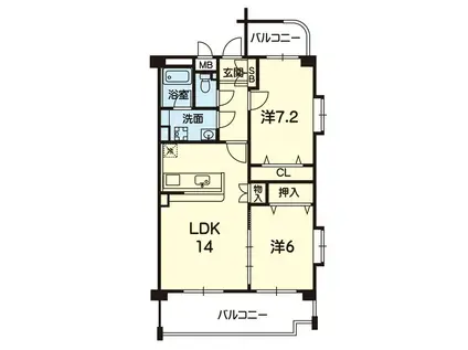 カサベルデ(2LDK/3階)の間取り写真