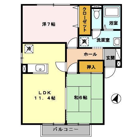 ヴューコスモ(2LDK/2階)の間取り写真