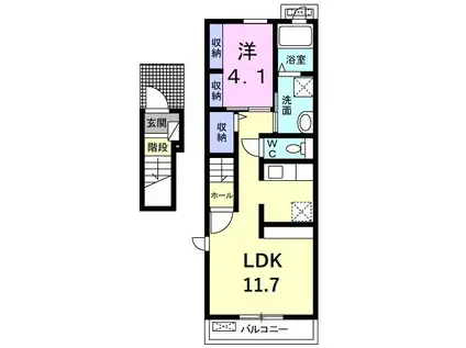 サンライトヒルズIII(1LDK/2階)の間取り写真