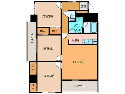CENTER CTIY5(3LDK/6階)の間取り写真