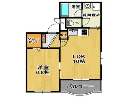 マンションドム富久山I(1LDK/1階)の間取り写真