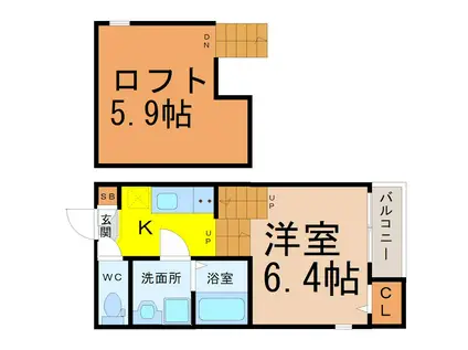 アーバンテラス浮島町S(1K/1階)の間取り写真