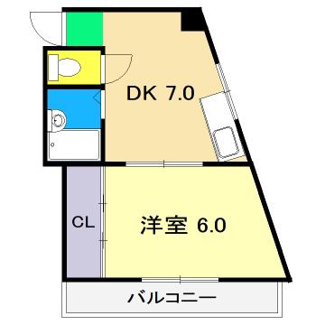 ハイツMII(1DK/3階)の間取り写真