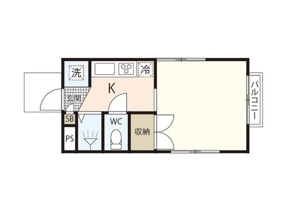 フォレ井口(1K/1階)の間取り写真