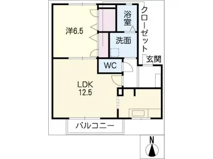 アヴァンティ(1LDK/2階)の間取り写真