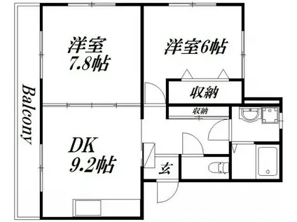 マンション芳舟I(2DK/2階)の間取り写真