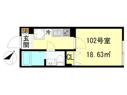 シーエフジオーレ川崎アネックス(1K/1階)の間取り写真