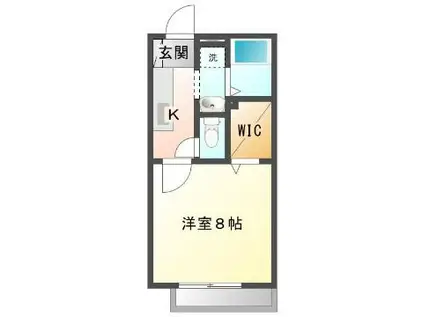 グリンルーフ A(1K/2階)の間取り写真